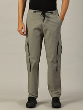 Load image into Gallery viewer, Relaxed Fit Linen Cargo Trousers Grey