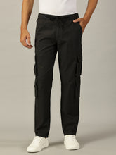 Load image into Gallery viewer, Relaxed Fit Linen Cargo Trousers Charcoal