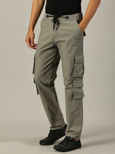 Load image into Gallery viewer, Relaxed Fit Linen Cargo Trousers Grey
