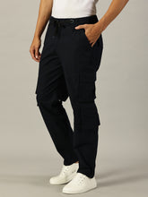 Load image into Gallery viewer, Relaxed Fit Linen Cargo Trousers Black
