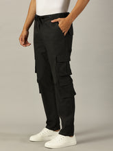 Load image into Gallery viewer, Relaxed Fit Linen Cargo Trousers Charcoal