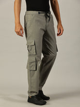 Load image into Gallery viewer, Relaxed Fit Linen Cargo Trousers Grey