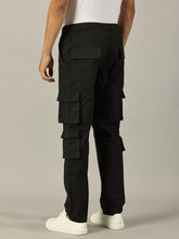 Load image into Gallery viewer, Relaxed Fit Linen Cargo Trousers Charcoal