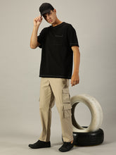 Load image into Gallery viewer, Relaxed Fit Linen Cargo Trousers Biege