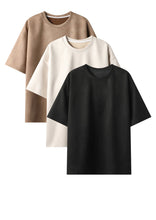 Load image into Gallery viewer, 240 GSM Heavyweight Oversized Solid Pack of 3 T-Shirts Beige,Off White & Black.