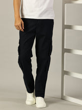 Load image into Gallery viewer, Relaxed Fit Linen Cargo Trousers Black