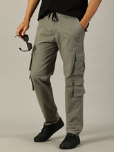 Load image into Gallery viewer, Relaxed Fit Linen Cargo Trousers Grey