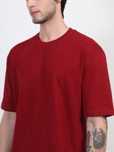 Load image into Gallery viewer, Heavyweight Oversized Solid T-Shirts Maroon
