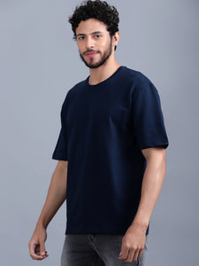 Heavyweight Oversize Solid T-Shirts Navy Blue