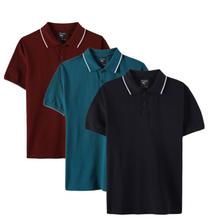 Load image into Gallery viewer, Everyday Polo T-Shirt Pack of 3: Maroon, Deep Navy, & Teal Blue