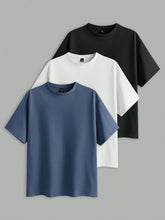 Load image into Gallery viewer, Pack of 3 T-shirts Black, Blue and White.