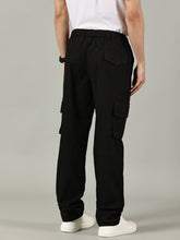 Load image into Gallery viewer, Relaxed Fit Linen Cargos Black