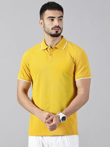 Everyday Polo T-Shirt Pack of 4: Mustard Yellow, Deep Navy, Teal Blue, Space Grey.