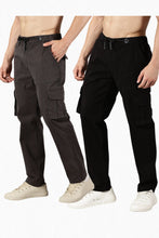 Load image into Gallery viewer, Pack of 2 Relaxed Fit Cargos Charcoal Grey&amp; Black
