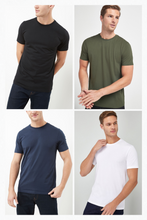 Load image into Gallery viewer, Pack of 4 Bestseller T-shirts Black, Olive, White and Navy Blue.
