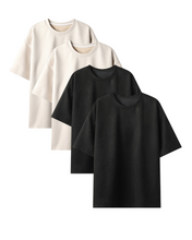 Load image into Gallery viewer, 240 GSM Heavyweight Oversized Solid Pack of 4 T-Shirts Off white &amp; Black.
