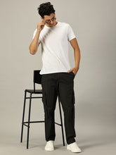Load image into Gallery viewer, Relaxed Fit Linen Cargo Trousers Charcoal
