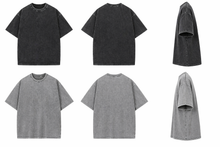 Load image into Gallery viewer, 240 GSM Heavyweight Oversized Stone Acid Washed Pack of 2 Black and Grey
