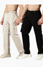 Load image into Gallery viewer, Pack of 2 Relaxed Fit Cargos Oatmal &amp; Black
