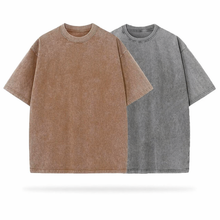 Load image into Gallery viewer, 240 GSM Heavyweight Oversized Acid Washed Pack of 2 Beige and grey
