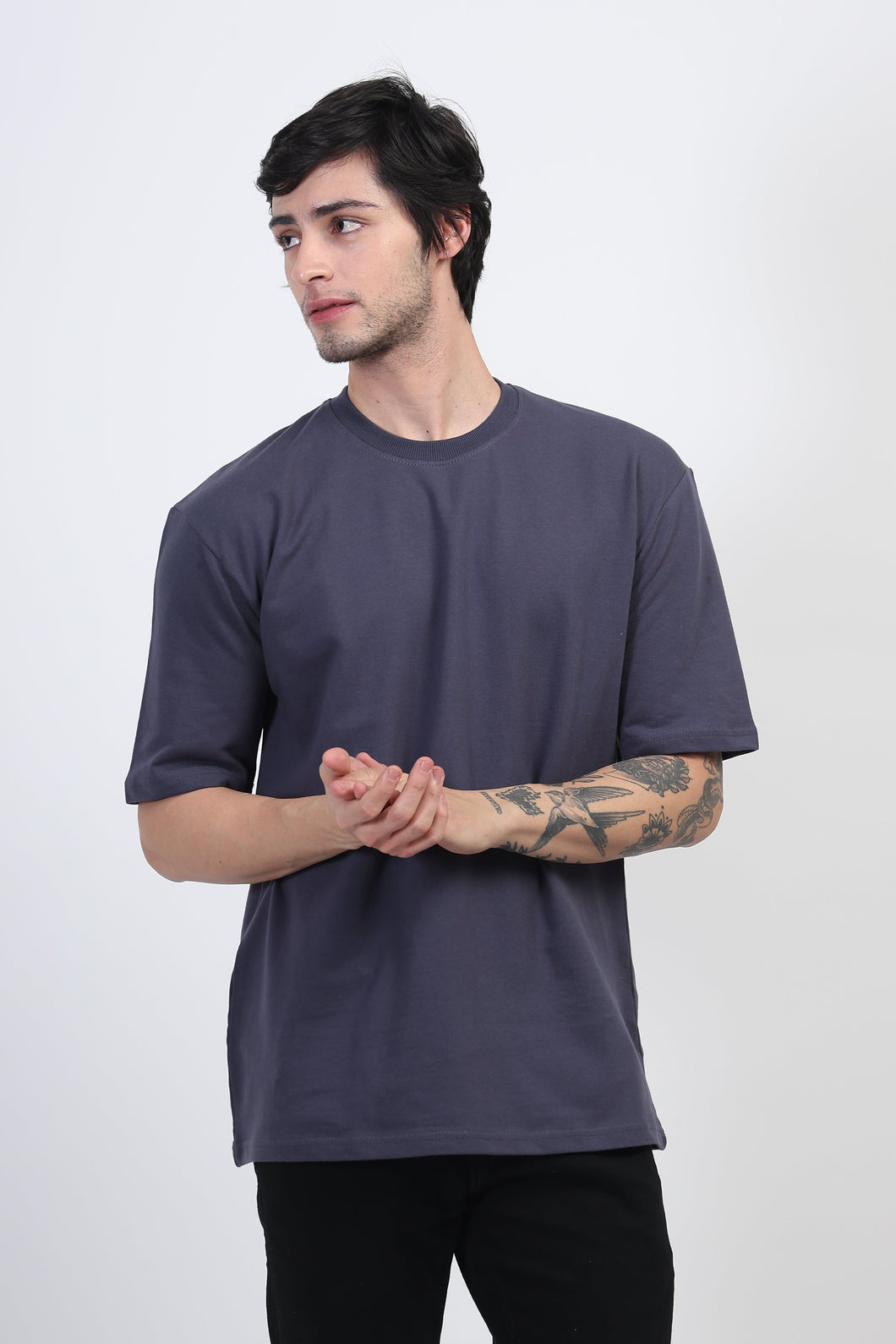 Heavyweight Oversized Solid T-Shirts Steel grey