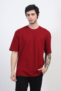 Heavyweight Oversized Solid T-Shirts Maroon