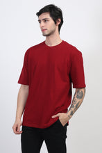 Load image into Gallery viewer, Heavyweight Oversized Solid T-Shirts Maroon
