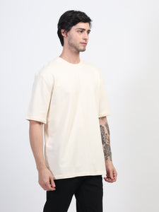 Heavyweight Oversized Solid T-Shirts Cream stone