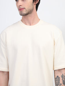 Heavyweight Oversized Solid T-Shirts Cream stone