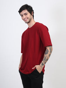 Heavyweight Oversized Solid T-Shirts Maroon