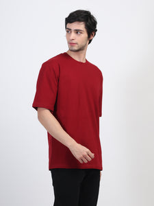 Heavyweight Oversized Solid T-Shirts Maroon