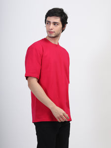 Heavyweight Oversized Solid T-Shirts Fuchsia Pink