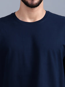 Heavyweight Oversize Solid T-Shirts Navy Blue