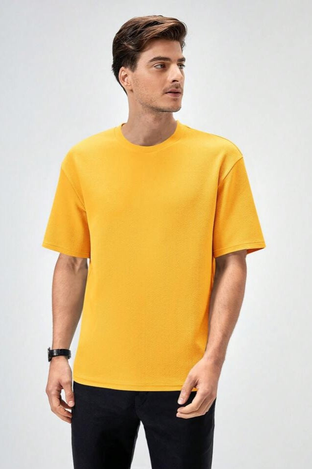 Heavyweight Oversize Solid T-Shirt Mustard Yellow.