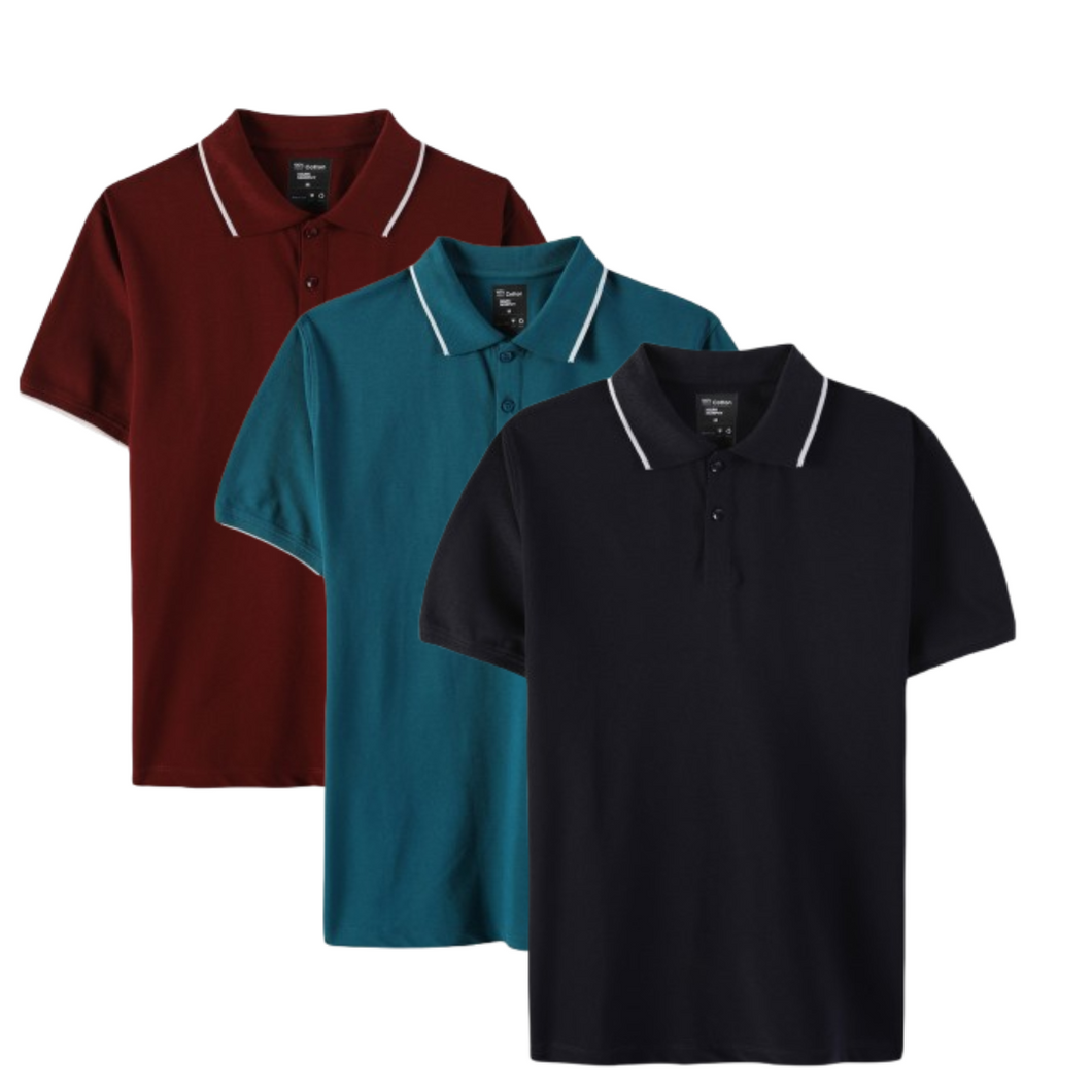 Everyday Polo T-Shirt Pack of 3: Maroon, Deep Navy, & Teal Blue