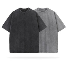 Load image into Gallery viewer, 240 GSM Heavyweight Oversized Stone Acid Washed Pack of 2 Black and Grey
