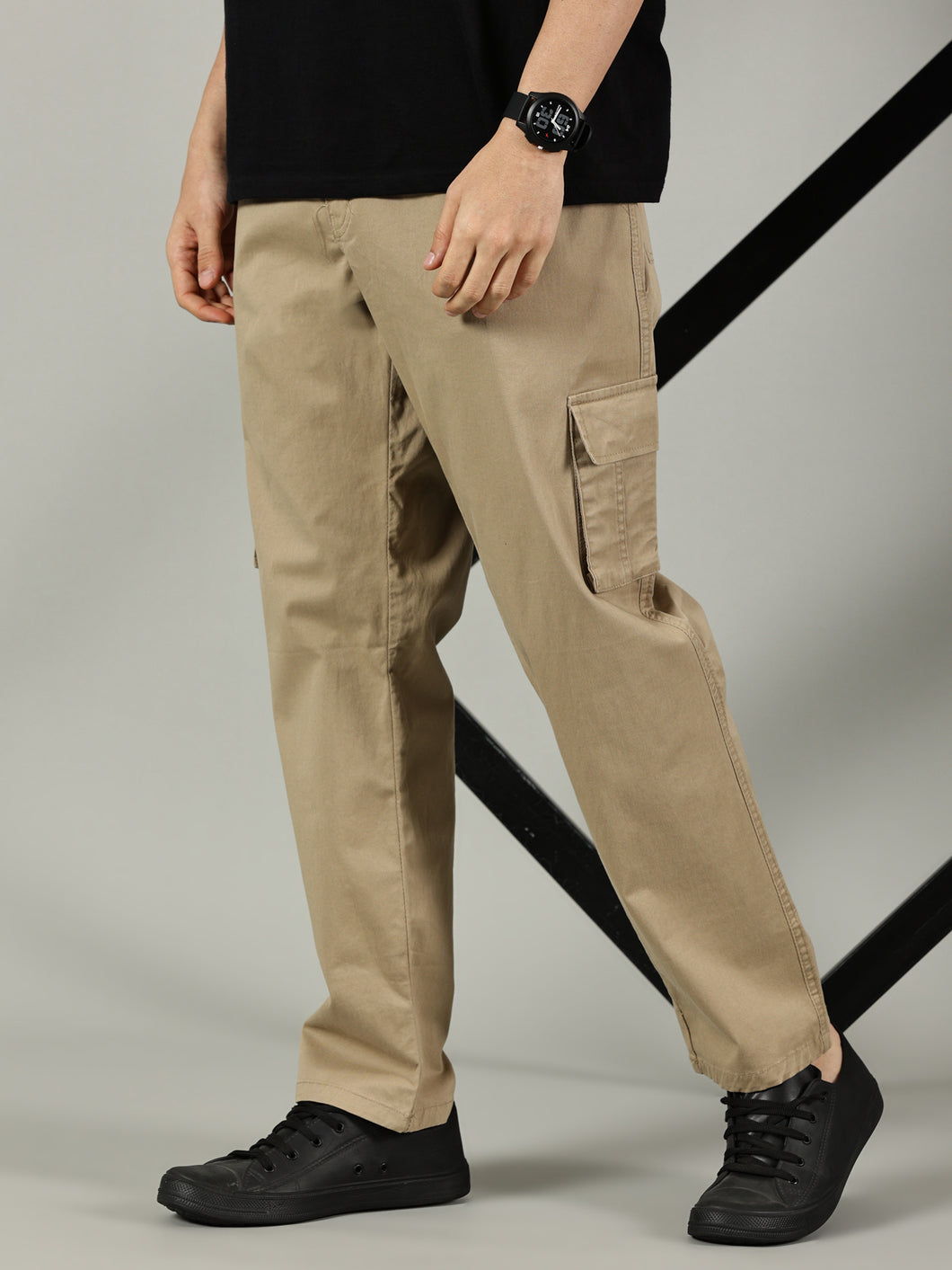 Relaxed Fit Twill Cargos Beige