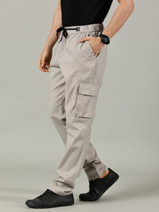 Relaxed Fit Linen Cargo Ash Grey