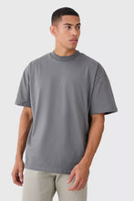 Load image into Gallery viewer, 240 GSM Heavyweight Oversized Solid Pack of 3 T-Shirts Steel Grey, Off White &amp; Black.
