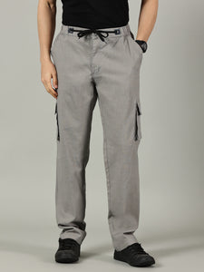 Relaxed Fit Linen Cargo Grey