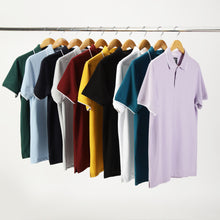 Load image into Gallery viewer, Everyday Polo T-Shirt Pack of 4: Mustard Yellow, Deep Navy, Teal Blue, Space Grey.
