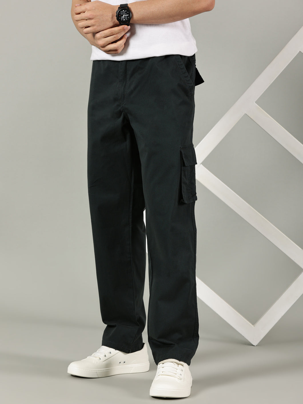 Relaxed Fit Cargos Moss Green
