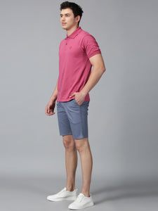 Blue stretch men chino shorts