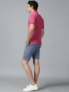 Blue stretch men chino shorts