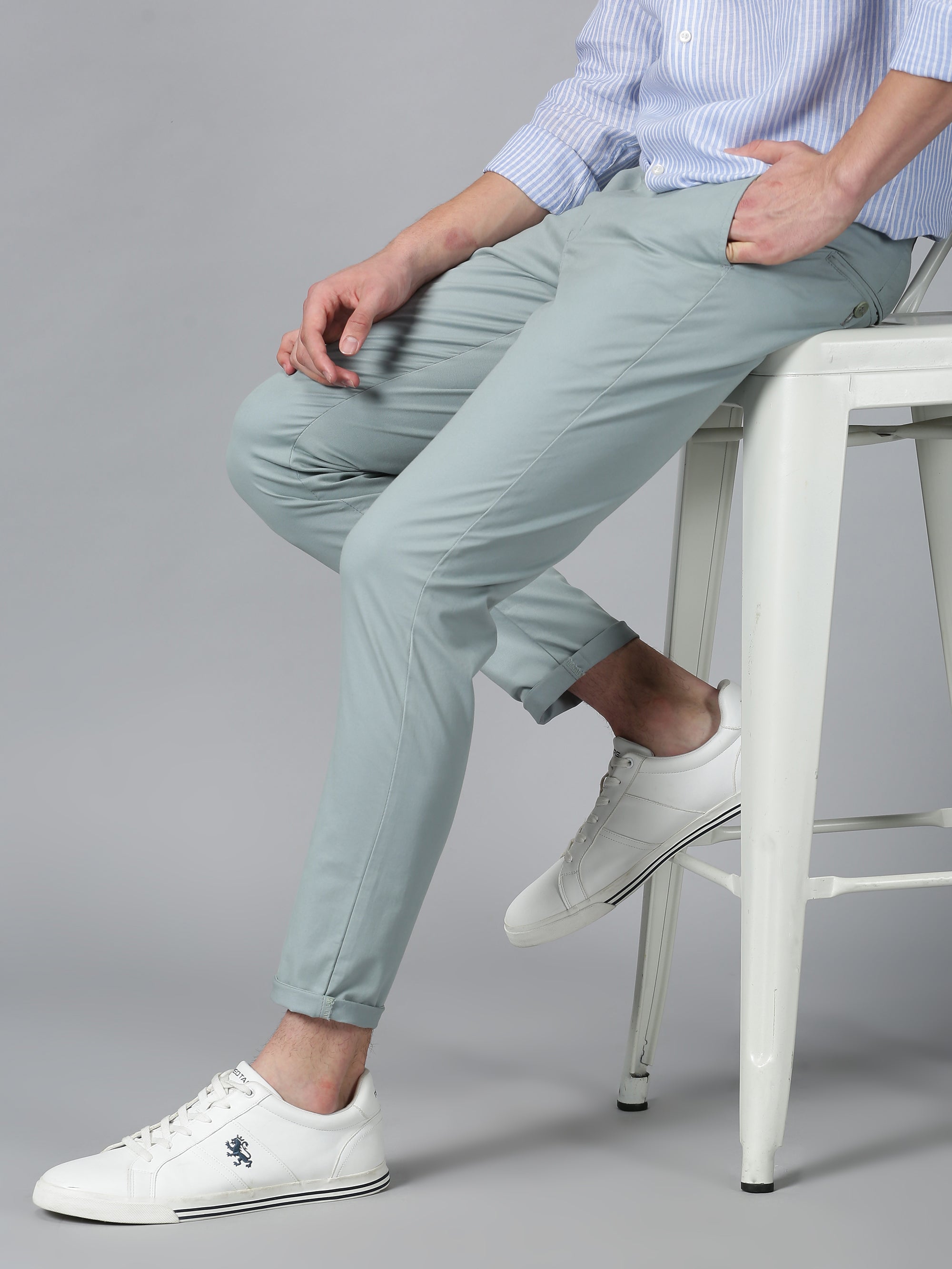 Everyday Classic Mint Blue Stretch Men Chinos  Mark Morphy