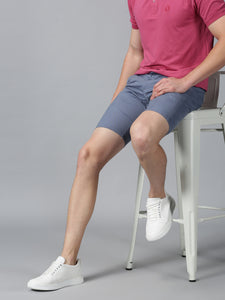 Blue stretch men chino shorts